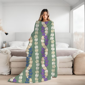 Tùy Chỉnh Puakenikeni Hoa Lei In Hawaii Kích Thước Trung Bình 50*60 Inch 100% Polyester Flannel Chăn - Product Image 5