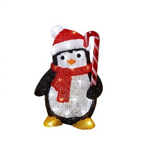 Jinyue - Luz LED 3D con diseño de pingüino navideño, color blanco frío, figura acrílica, bastón de caramelo, IP44, impermeable, control manual, para jardín exterior - Product Image 1
