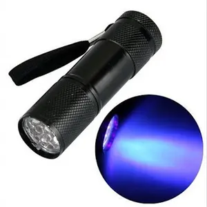 Ultra Violet Black color uv light Flashlight 9 led light mini uv torch