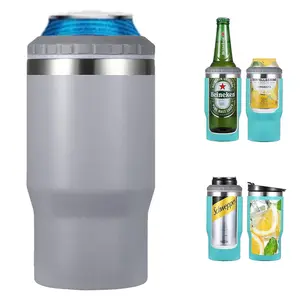 Multi Purpose 4 in 1 16oz Stainless Steel Insulated slim can regular can beer bottle holder can cooler for keeping drinking cold