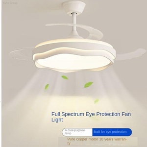 Ventilateur de plafond LED moderne et simple, invisible, avec télécommande, lampe de protection des yeux en aluminium pour salon - Product Image 4