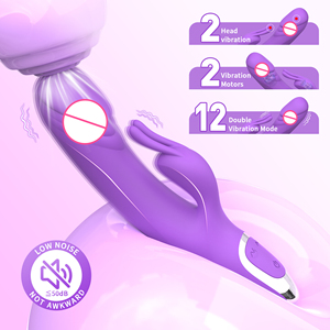 هزاز على شكل أرنب لتحفيز نقطة G والبظر، قضيب اهتزازي مزدوج المحرك من السيليكون، مقاوم للماء وقابل لإعادة الشحن، لعبة جنسية للنساء - Product Image 2