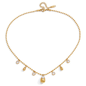 Collier Pendentif Goutte d'Eau Géométrique Tendance, Plaqué Or, Sertissage Zirconium, Bijou Quotidien, Idéal Cadeau - Product Image 5