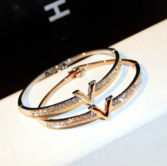 HOVANCI 2020 Fashion Jewelry Alphabet Letter Charm Wrap Bangle Bracelet Silver Gold Filled Bling Bracelet Lover Gift Women