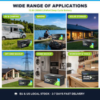 Batterie LiFePO4 à semi-conducteurs 12,8 V 200 Ah 2560 Wh avec BMS intelligent intégré, 8000 cycles, pour énergie solaire domestique hors réseau