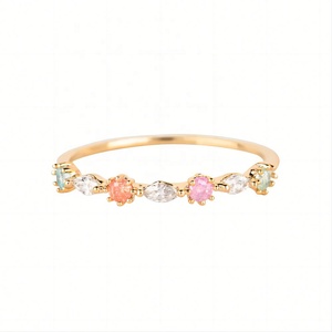 เครื่องประดับเด็กแบบกำหนดเอง แหวนโรซี่สีพาสเทลหลากสีเงินแท้ 925 ยอดนิยม แหวนเครื่องประดับสวยงามสำหรับเด็กผู้หญิงและผู้หญิง - Product Image 1
