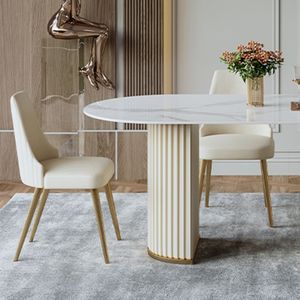 Bàn Cà Phê Vuông Màu Vàng Bắc Âu Sang Trọng Nhẹ Bàn Ăn Đá Cẩm Thạch Sáng Tạo Góc Tròn Bằng Thép Không Gỉ Đơn Giản Hiện Đại - Product Image 4