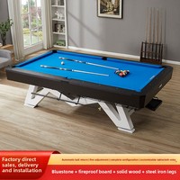 Table de billard haut de gamme en bois de chêne avec plateau vert, pieds en métal, 290x163x83 CM, pour villa, club, usage commercial et domestique