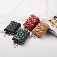 Dompet Mini kotak, dompet Mini kotak gaya Organ, kustom, Multi kartu & multifungsi, pola huruf ritsleting
