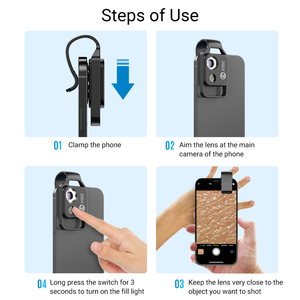 Lente Microscopio Digital Profesional para Celular con Aumento de 200X, Luz LED Móvil y CPL para Fotografía Macro de <span class=keywords><strong>Smartphone</strong></span> - Product Image 6