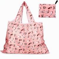 Sac fourre-tout pliable en polyester réutilisable à motif de dessin animé, imperméable, grande capacité, écologique, avec logo personnalisé, promotion OEM