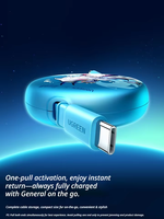 UGREEN Honkai Star Rail Yaoguang 100W Kabel Pengisi Daya Retractable PD100W Pengisian Cepat Kabel Ponsel USB-C PD3.0 1M