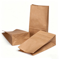 Sac d'emballage alimentaire jetable en papier kraft brun résistant à l'huile, personnalisable, avec fond plat pour la cuisson du pain et le stockage au réfrigérateur