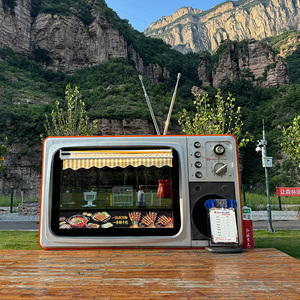 Quiosco Móvil Exterior con Forma de Televisor Vintage Único para Área Panorámica, Puesto de Barbacoa, Cafetería, Puesto de Venta Portátil - Product Image 5