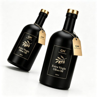 Bouteille d'huile en verre carrée ou ronde, noire ou blanche mate, protégée contre les UV, personnalisée de luxe, 250 ml, 500 ml, 750 ml, pour huile d'olive