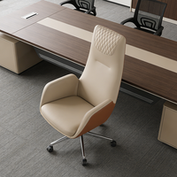 Chaise de bureau ergonomique pivotante en cuir, mobilier de bureau, chaise de direction à dossier haut, ensemble chaise de bureau et bureau d'ordinateur
