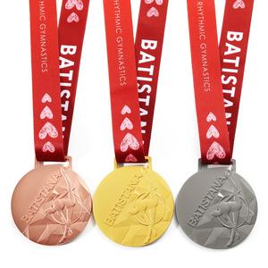<span class=keywords><strong>Mat</strong></span> or argent cuivre coulée médaille rubans personnalisé métal debossed logo sport badminton danse batistana médaille - Product Image 2