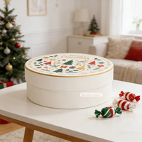 Emballage cadeau de Noël personnalisé biodégradable en carton, boîte à bonbons ronde mignonne avec logo personnalisé