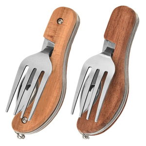 Ensemble de couverts de camping multifonctionnel en acier inoxydable pliable, couteau, fourchette et cuillère portables et personnalisés - Product Image 5