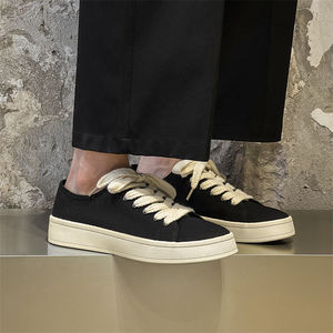 नए मॉडल सभी काले कैनवास जूते कम कीमत में किशोर लड़के लड़कियां फ्लैट अश्लील स्नीकर चंकी फैशन फुटवियर विक्रेताओं ब्रांड - Product Image 5