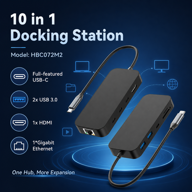 10 in 1 USB C Hub 10Gbps Dual Video 4K 60Hz HDMI Gigabit Ethernet RJ45 100W PD SD TF 3.0 Type C Multiport Docking Station