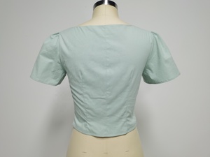 Women's Cotton Linen Blouse Square Neck Short Sleeve <strong>Top</strong> Breathable Fashionable <strong>Turquoise</strong> ODM Wholesale Low MOQ for Summer - Product Image 6