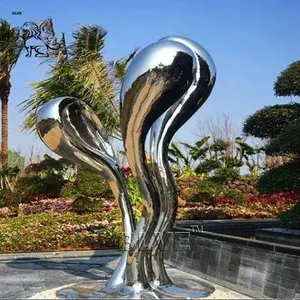 BLVE açık büyük bahçe Modern çağdaş heykel Metal ayna cilalı su damlası paslanmaz çelik heykeller