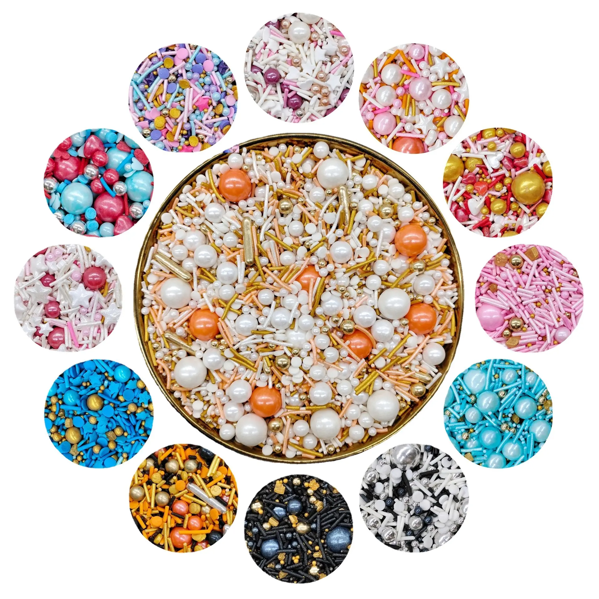 Perles colorées de sucre comestibles pour décoration de gâteaux, 50g, 30g, 80g, 100g, 120g, 500g