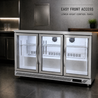 Réfrigérateur à boissons commercial à 3 portes vitrées pour bar de restaurant, hôtel