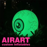 Œil Gonflable Géant Réaliste Effet Sanglant avec LED, Ballon Gonflable Effrayant Rouge Sanglant en Forme d'Œil, Accessoire Gonflable d'Horreur pour Halloween