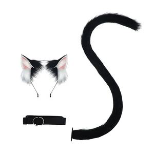Set Kombo telinga kucing realistis mewah, aksesori Prop Con bando hewan Cosplay - Product Image 5