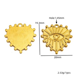 Colgante de corazón con ojo turco de acero inoxidable para la fabricación de collares y accesorios de joyería - Product Image 2
