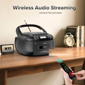 Boombox portable avec lecteur de cassettes, lecteur MP3 BT USB, télécommande, radio AM FM, pour la maison, la cuisine, ou comme cadeau - Product Image 4