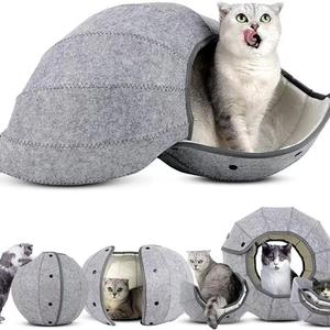 Nouveau Nid pour chat en feutre de daim naturel amusant, type grotte et tunnel, pour petits chiens, coussin semi-fermé, lavable en machine, pliable, pour la maison - Product Image 4