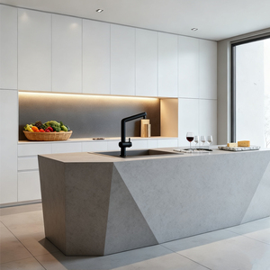 Dự án xuất khẩu nhà máy Phật Sơn 18 năm - Tủ bếp hiện đại màu trắng mờ sơn mài có đảo bếp - Product Image 6