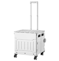 Chariot à bagages pliable à 4 roues, chariot de rangement en plastique pliable pour le camping en plein air
