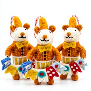 Meilleur ensemble d'ornements de Noël en laine de feutre blanche de l'Himalaya, guirlande de rubans, écologique, fait main, traditionnel, pour intérieur, pour les fêtes - Product Image 1