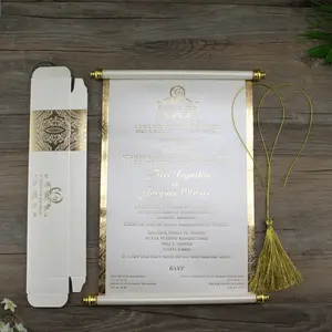 Customized Chinese Luxury Paper Scroll Wedding Invitations Cards