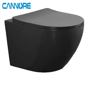 Kualitas Tinggi Warna Hitam Matte Keramik Wall Hung Toilet Hotel Kamar Mandi Air Lemari