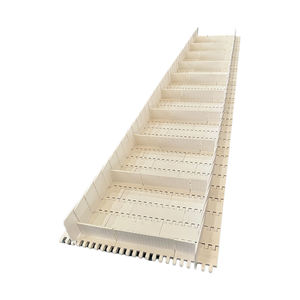 OPB düz plaka + saptırma + yan etek beyaz OPB düz plaka modüler kemer OPB düz plaka konveyör bandı - Product Image 1