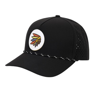 Casquette de baseball personnalisée en gros à 5 panneaux avec logo en caoutchouc PVC, imperméable, perforée au laser, respirante, pour le golf (Gorras) - Product Image 1