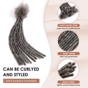 Originea Vente en gros de mèches de <span class=keywords><strong>cheveux</strong></span> humains Remy de 8 pouces pour crochet, extensions de locs standard Raw Beauty, couleur sel et poivre - Product Image 4