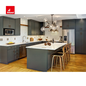 Fabriqué en Chine Panneau shaker avec finition peinture noir <span class=keywords><strong>graphite</strong></span> avec cadre Panier en bois dur Armure de parquet Armoires de cuisine - Product Image 1