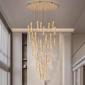 Nouvel arrivage lustre d'escalier réglable hôtel long escalier cristal suspendu ligne suspension pour villa - Product Image 6