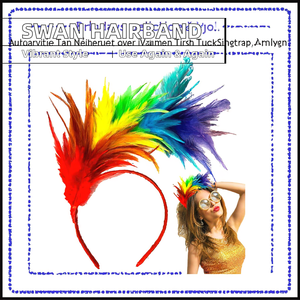 Trendy gekleurde veren fascinator haarband zwarte zwaan maskerade feestelijke kerst hoofdband accessoires voor feestdagen - Product Image 2