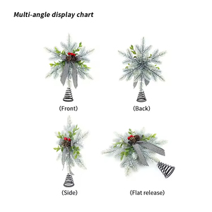 Décoration de sommet de sapin de Noël, flocon de neige scintillant, cônes de pin, écologique, plastique vert, 85% fil de fer, 10% polystyrène, 5% personnalisable, 25cm - Product Image 6