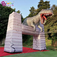 Tunnel publicitaire gonflable géant en forme d'animal mascotte, accessoire d'Halloween gonflable personnalisé, tête de dinosaure gonflable pour la décoration