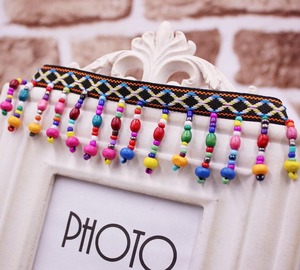 Deepeel LA098 4cm Costume da cucito tenda accessori di abbigliamento stile etnico perline ciondolo frange in pizzo tessuto di perline - Product Image 3