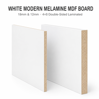 Panneau MDF mélaminé blanc moderne 18mm 12mm, feuille 4x8, surface lisse stratifiée double face pour meubles de cuisine, hôtel, armoire