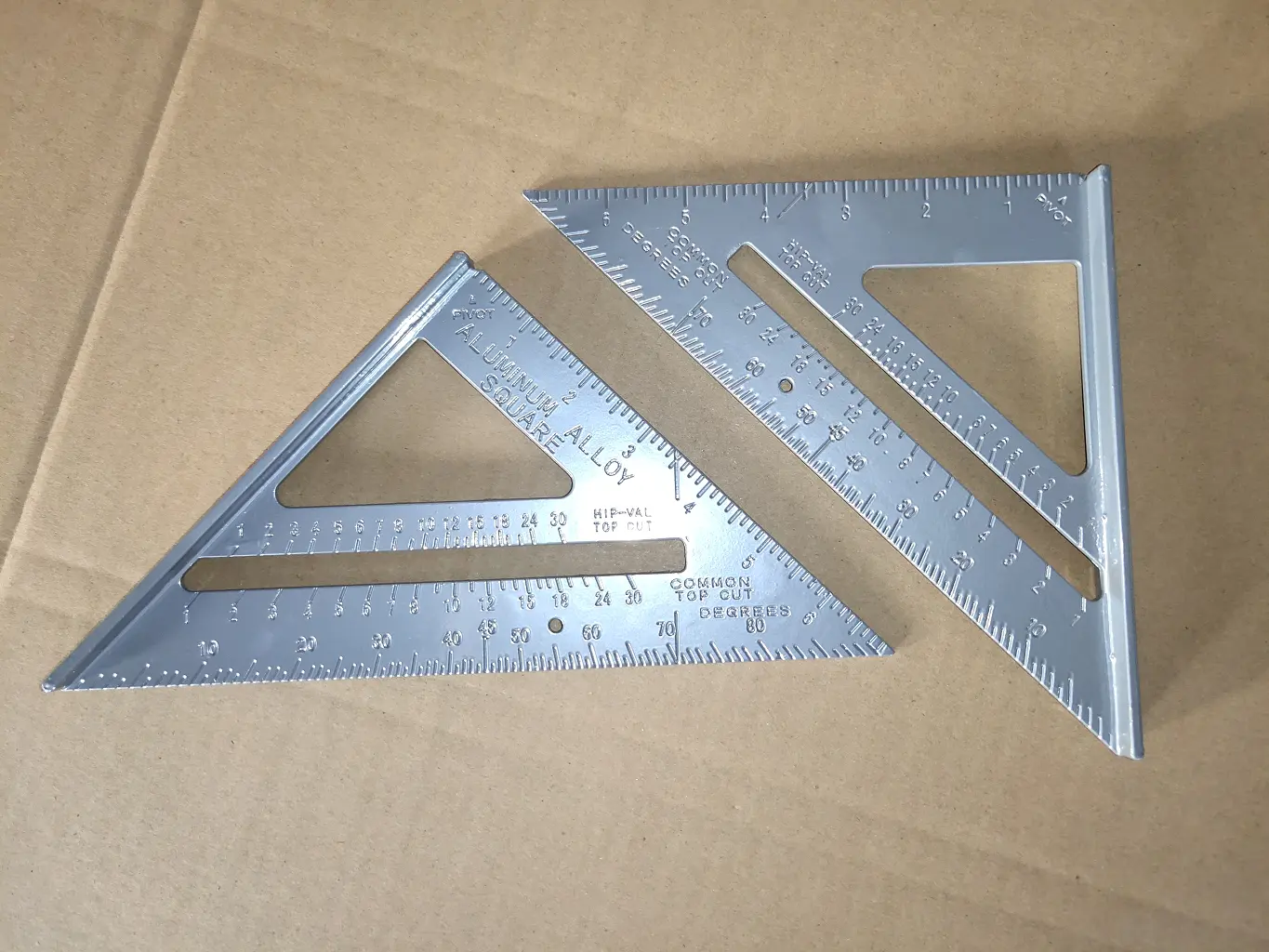 Regla triangular de aleación de aluminio para carpintería, herramientas de medición de madera, 12 pulgadas